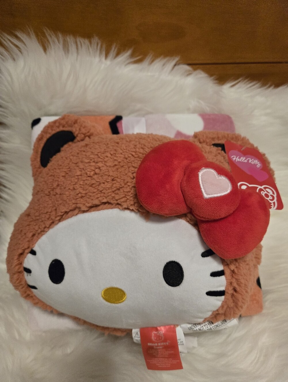 Hello Kitty Pink Plush Pillow and Blanket Set